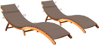 vidaXL Tumbonas 2 Unidades Con Cojines Madera Maciza De Acacia Vidaxl