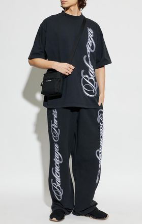Balenciaga T-shirt With Embroidered Logo, Mens, Black