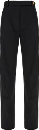 Versace Low-Waist Baggy Gabardine Broek - Dames - Straight fit broeken - Zwart - S - Katoen - Broeken