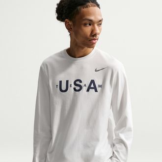 Nike Mens Team USA Primary Dri-FIT Long-Sleeve Top in White | HQ5716-121