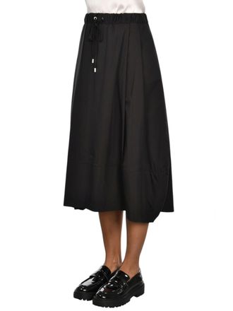 Gran Sasso Voluminous Black Midi Skirt With Gathered Waistband