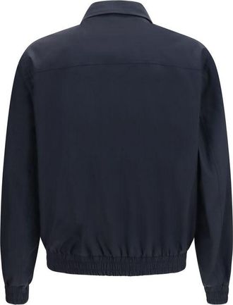 Brunello Cucinelli Mens Blue Silk Biker Jacket Clothing