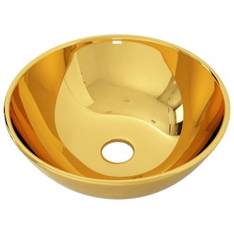 vidaXL Lavabo 28x10 Cm Cer&aacute;mica Dorado Vidaxl