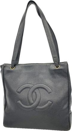 Chanel Black Grained Calfskin Tote Bag (Pre-Owned)