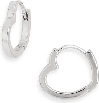 Sterling Forever Liliana Elegant Heart Shaped Huggie Hoop Earrings in Silver at Nordstrom Rack