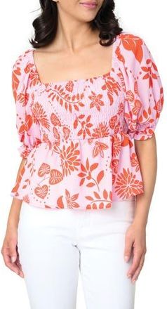 Gibsonlook Sycamore Smocked Top in Festival Floral at Nordstrom Rack, Size Xx-Large