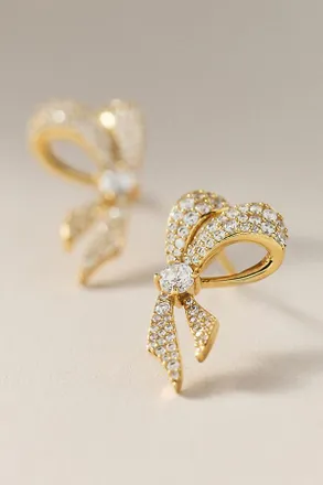 Nadri Eros Crystal Ribbon Post Earrings