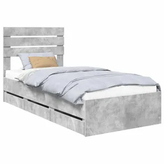 vidaXL Struttura Del Letto Con Cassetto Grigio Cemento 75 X 190 Cm Vidaxl