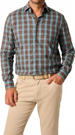 Johnnie-O Tucked Cotton Blend Button Up Shirt In Tornado