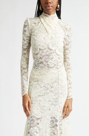 Paco Rabanne Twist Front Scalloped Lace Top in Ivory at Nordstrom, Size 2 Us