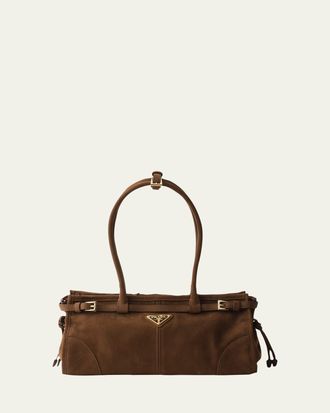 Prada Bonnie Medium Nubuck Leather Shoulder Bag
