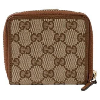 Gucci Pre-owned Wallets, female, Brown, Size: ONE SIZE Pre-owned 346056 GG Zipper Wallet