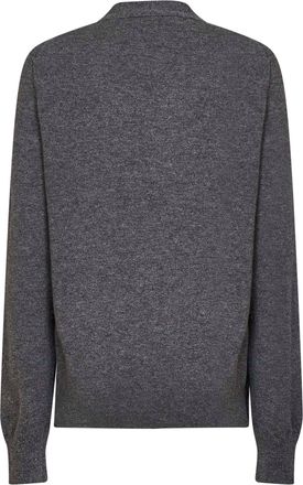 Comme Des Gar&ccedil;ons Womens Cardigan Grey Wool With Red Heart Emblem Cardigans Sweater