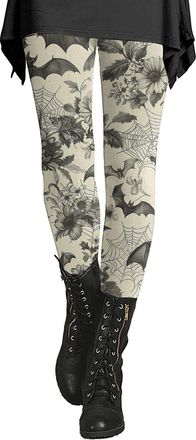 Generic Halloween Leggings for Women UK High Waisted Tummy Control Tight Trousers Funny Pumpkin Skull Ghost Printed Stretchy Pants Soft Comfortable Fitness Le