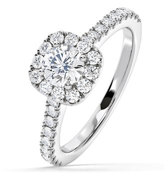 The Diamond Store Elizabeth GIA Diamond Halo Engagement Ring in Platinum 1.30ct G/SI1