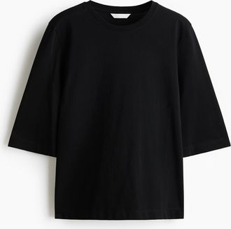 H&M Baumwoll-T-Shirt in Loose Fit - Schwarz