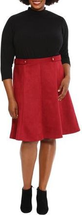 London Times Mixed Media Fit & Flare Dress in Red at Nordstrom Rack, Size 22W