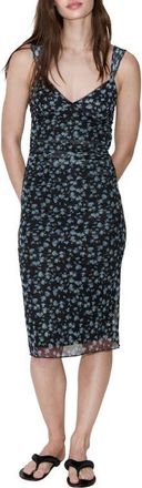 Mango Floral Mesh Slipdress in Black at Nordstrom, Size 6