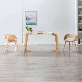 vidaXL Vidaxl - Sillas De Comedor 2 Uds Madera Curvada Y Cuero Sint&eacute;tico Crema