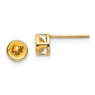 Diamond2Deal 14k Yellow Gold Round Citrine Stud Earrings
