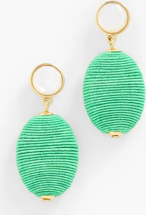 Talbots Thread Wrap Drop Earrings - Bright Green/Gold - 001 Talbots