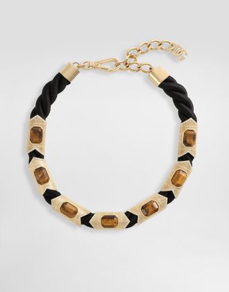 Dolce & Gabbana Rope Necklace With Tigers Eye Stone - Man Bijoux Multi-colored Metal Onesize