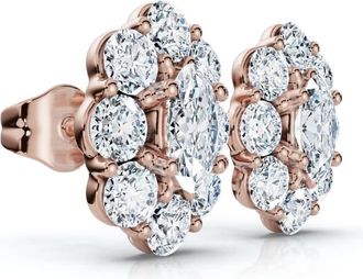 Pompeii3 1 1/2Ct Oval Diamond Halo Studs 14k Gold Womens Earrings Lab Grown