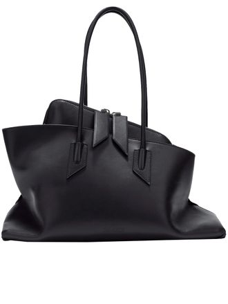 The Attico La Passeggiata Medium Calf Leather Top Handle Bag - Black