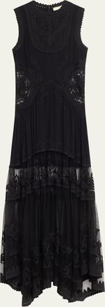 Ulla Johnson Floral Lace Silk Crepe De Chine Gown