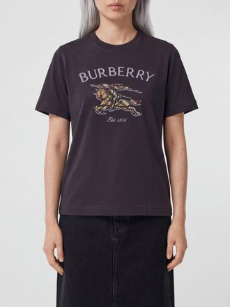 Burberry T-shirt girocollo in cotone con stampa logo EKD