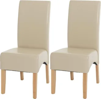 Hhg Hhg - Nunca Usado] Lote De 2 Sillas De Comedor Silla De Cocina Silla Latina, Cuero, Crema, Patas Claras