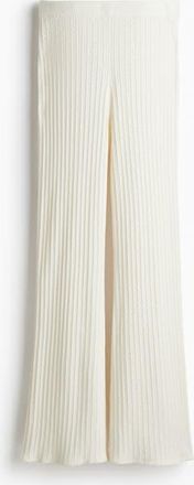 H&M Cable-knit Trousers in Cream at Nordstrom, Size Xx-Small
