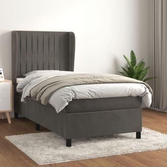 vidaXL Vidaxl - Cama Box Spring Con Colch&oacute;n Terciopelo Gris Oscuro 90x190 Cm