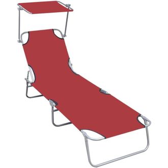 vidaXL Vidaxl - Lettino Prendisole Pieghevole con Baldacchino Alluminio Rosso
