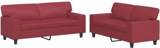 vidaXL Vidaxl - Set di Divani 2 pz Rosso Vino in Similpelle