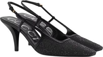 Gucci Crystal GG Slingback 75mm Pump Size 37.5