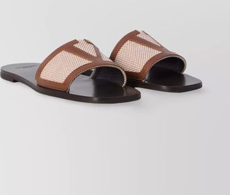 Valentino Garavani leather canvas slide sandals