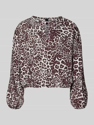 Marc Cain Regular Fit Bluse aus Viskose-Mix mit Allover-Animal-Print in Sand, Gr&ouml;&szlig;e 34