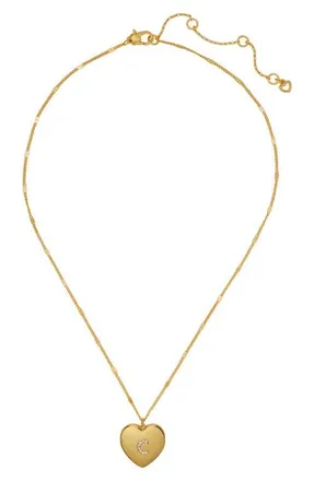 Kate Spade New York crystal initial heart locket necklace in Clear/gold. at Nordstrom