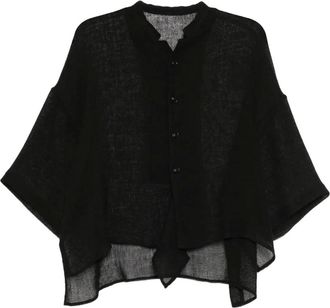 Yohji Yamamoto mesh collared blouse - Black