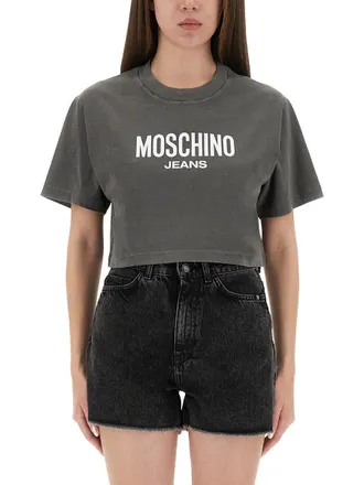 Moschino Cropped T Shirt With Logo