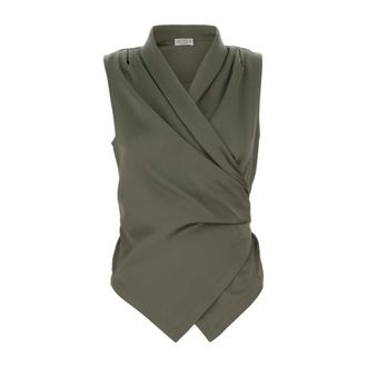 Brunello Cucinelli Brunello Cucinelli, Blouses, female, Green, Size: M Vest