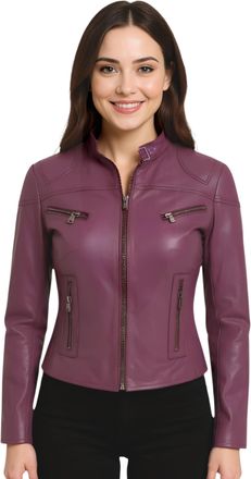 Infinity Leather Womens Casual Slim-Fit Leather Biker Jacket-Tulsa