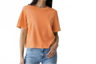 Michael Stars Kona Cotton Boxy Crew Top In Marmalade