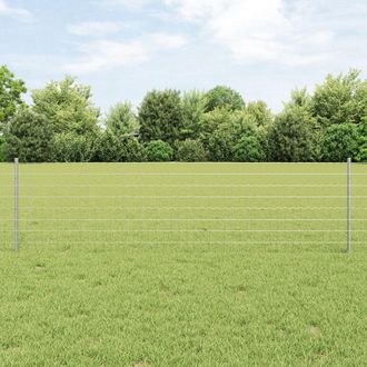Berkfield Home Euro Fence with 11 U Posts Silver 0, 6x25 m Steel