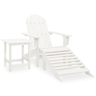 vidaXL Vidaxl - Silla Con Otomana Y Mesa Jard&iacute;n Adirondack Macizo Abeto Blanco