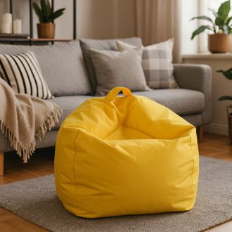 Talamo Italia Talamo Italia - Dmora Pouf &Eacute;l&eacute;gant, Couleur Jaune, Mesure 65 X 50 X 65 Cm