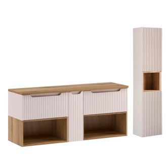 Petits Meubles Conjunto de lavabo y columna cashmere paneles laminados cachemira