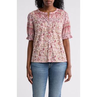 Lucky Brand Patterned Button-Up T-Shirt in Red Multi at Nordstrom Rack, Size X-Large