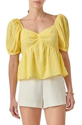 English Factory Puff Sleeve Top in Yellow at Nordstrom Rack, Size X-Small